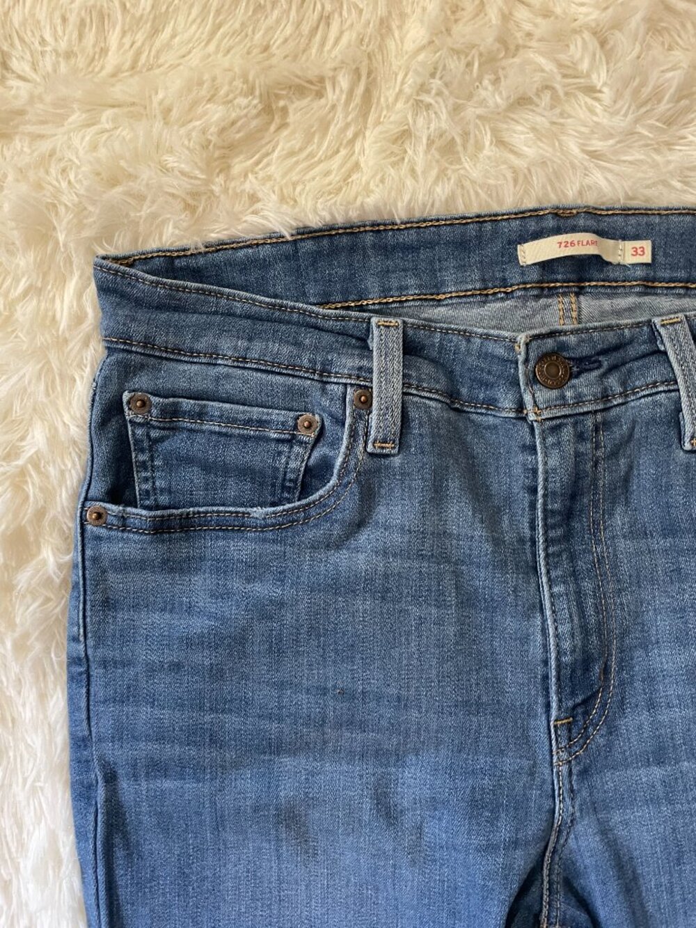 Levi's 726 High Rise Flare Jeans in Medium Blue Wash - Picture 5 of 11